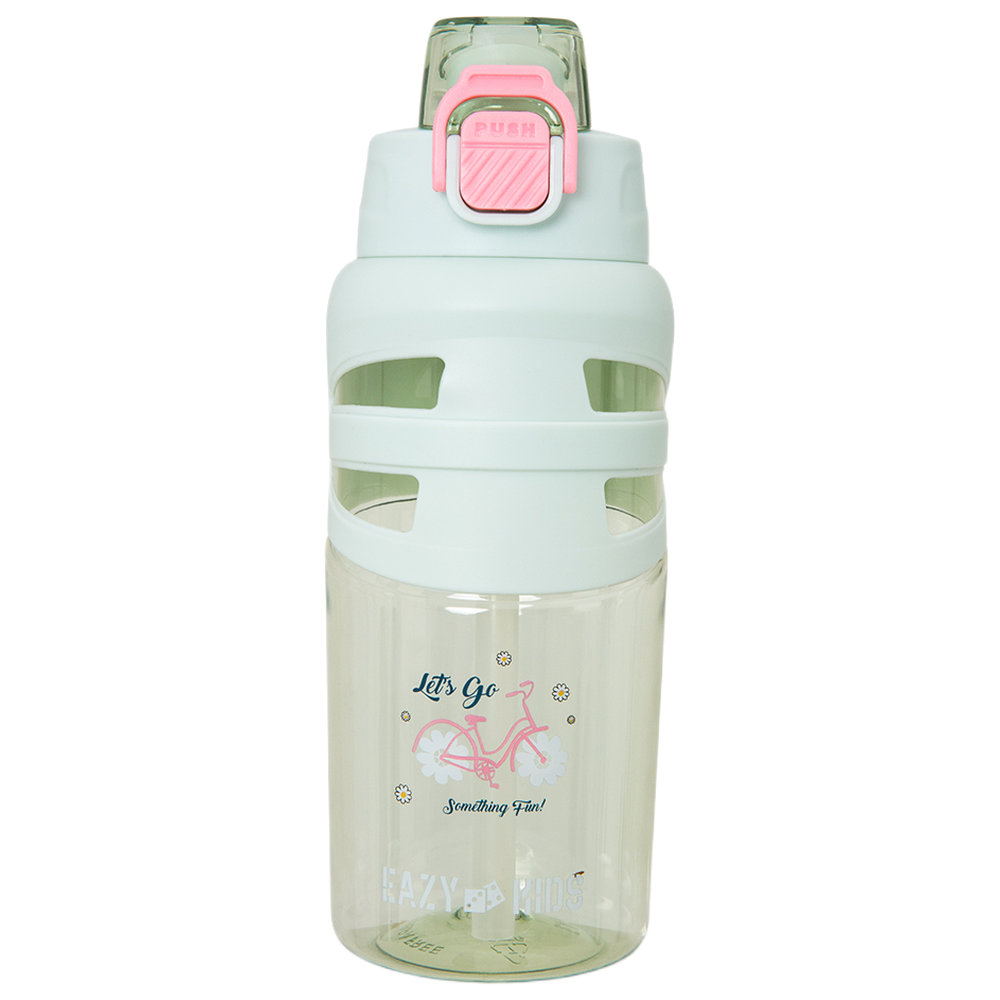 Eazy Kids - Flip Top Spout And Straw Water Bottle - Bicycle Mint - 750 ml