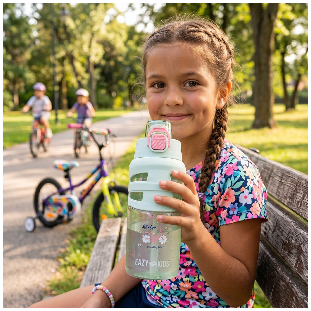 Eazy Kids - Personalized Flip Top Water Bottle - Bicycle Mint - 750 ml