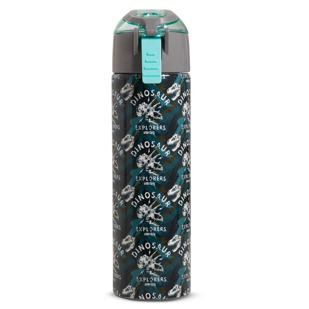 Eazy Kids - Insulated  Stainless Steel Water Bottle with Spray Dinosaurs 640ml - Green