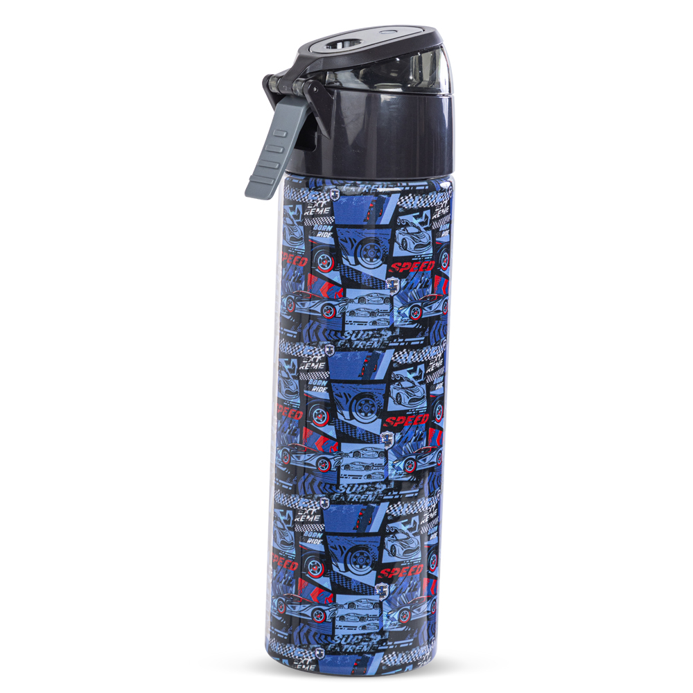 Eazy Kids - Insulated Stainless Steel Water Bottle with Spray Car Racing 640ml - Blue