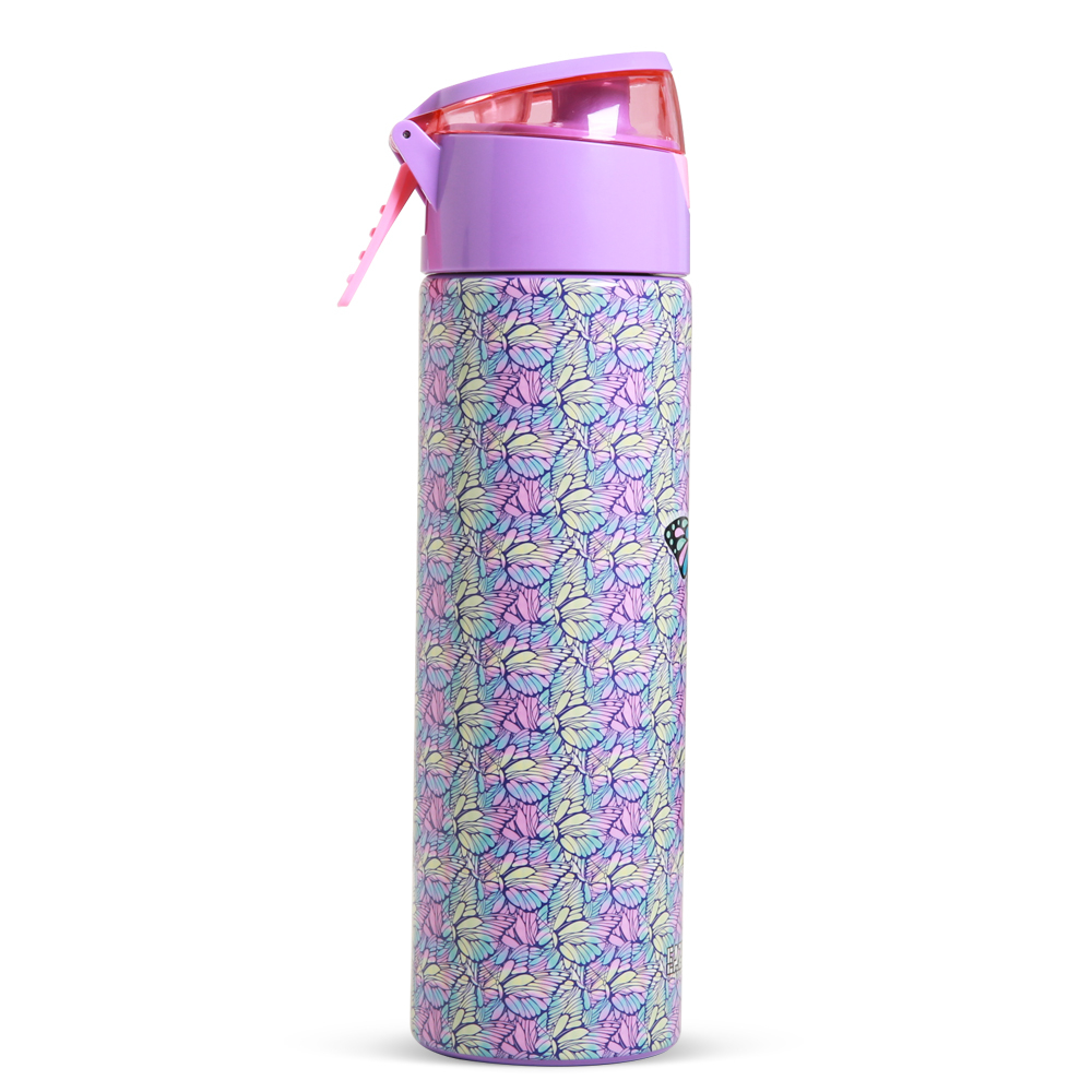 Eazy Kids - Insulated Steel Water Bottle with Spray Butterfly 640ml - Purple