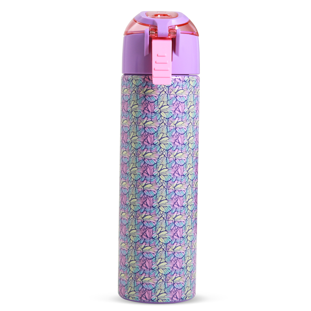 Eazy Kids - Insulated Steel Water Bottle with Spray Butterfly 640ml - Purple