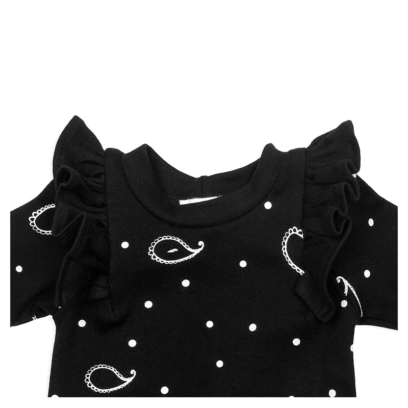 Lullaby Rock - Paisley Polka Dot Bodysuit - Black