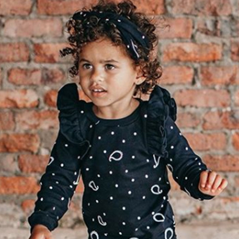 Lullaby Rock - Paisley Polka Dot Bodysuit - Black