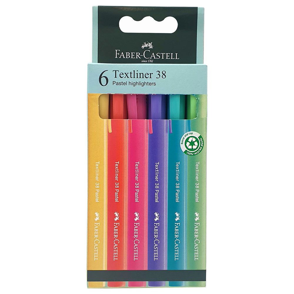 Faber-Castell - Textliner 38 Pastel Slim Highlighter - 6pcs