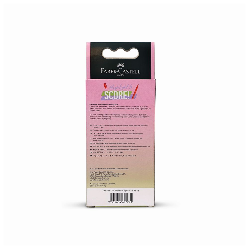 Faber-Castell - Textliner 38 Pastel Slim Highlighter - 6pcs