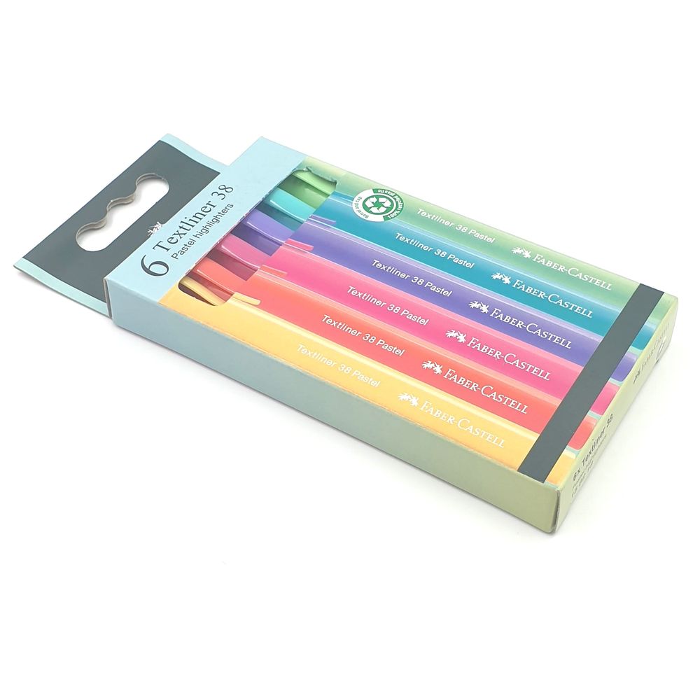Faber-Castell - Textliner 38 Pastel Slim Highlighter - 6pcs