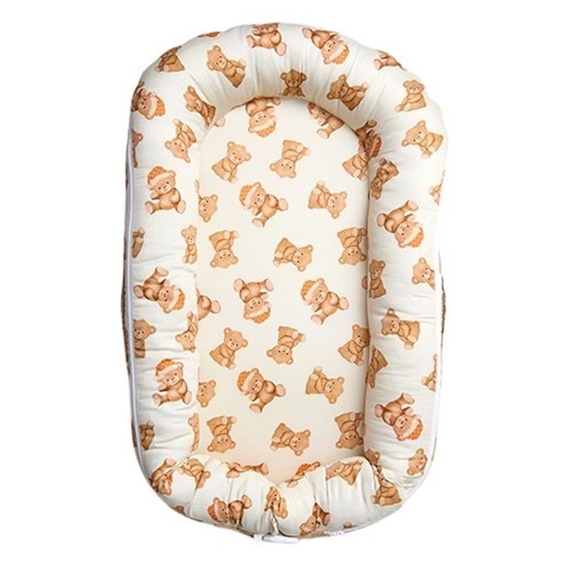 Fancy Fluff Organic Baby Cocoon With Protector - Cuddle Bear