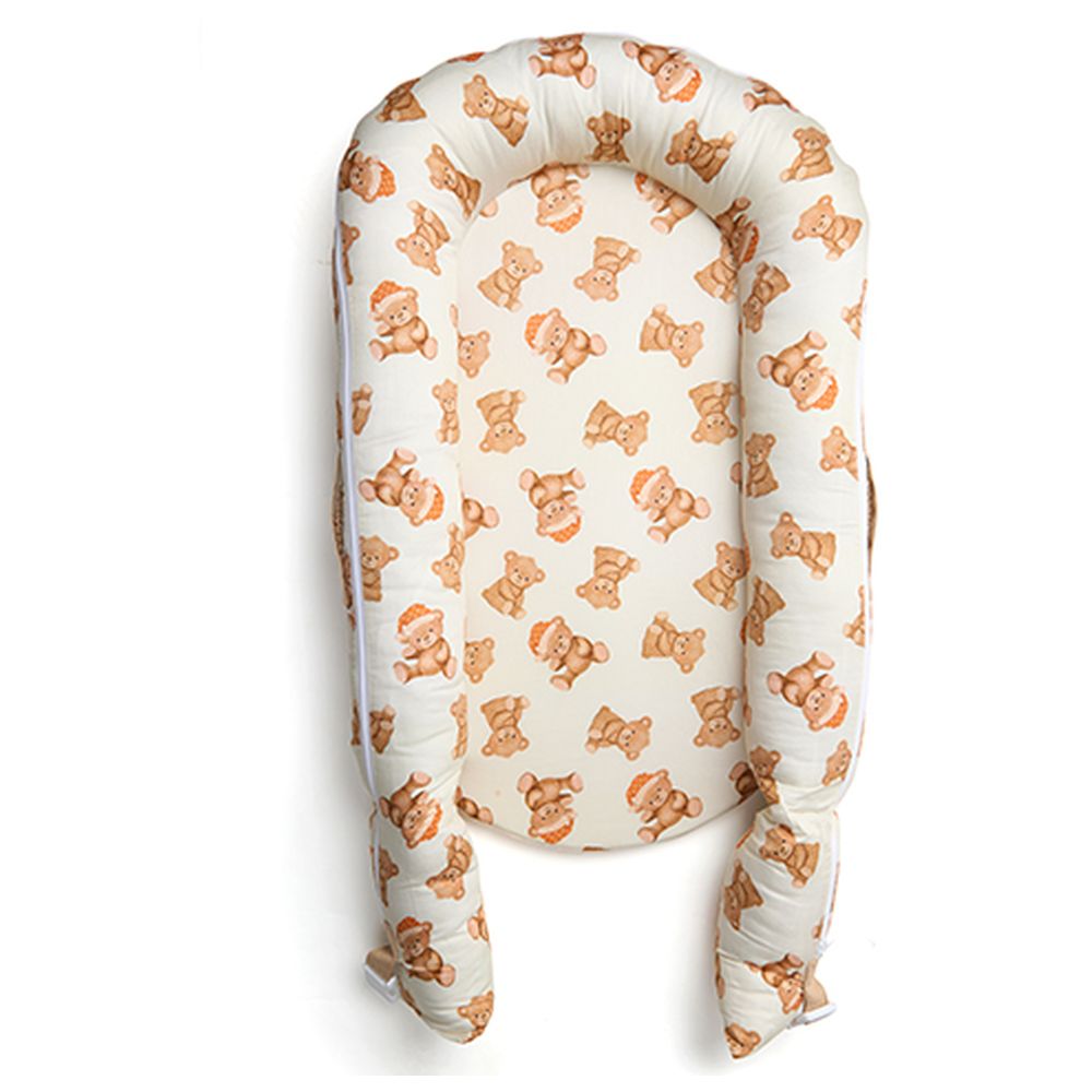 Fancy Fluff Organic Baby Cocoon With Protector - Cuddle Bear