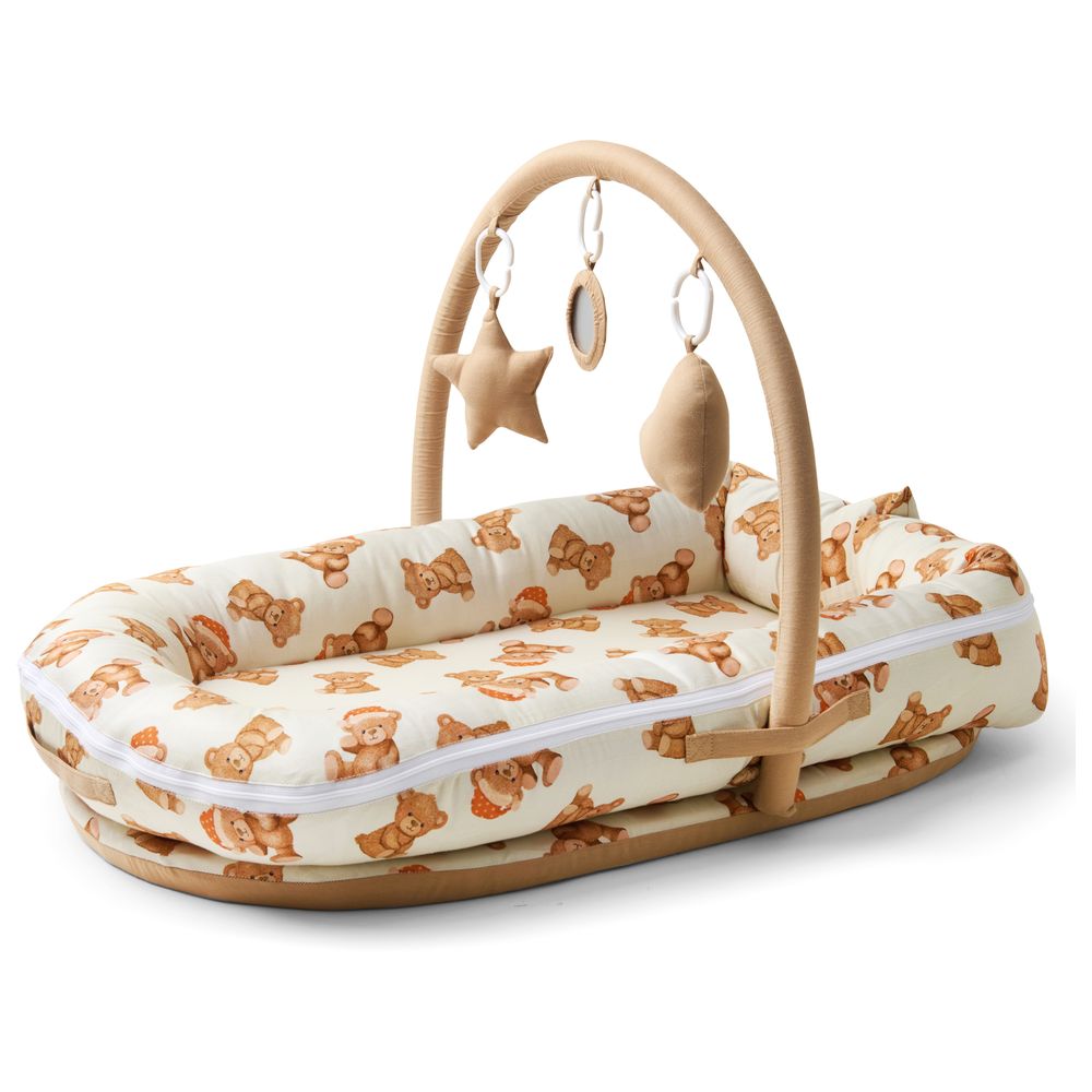 Fancy Fluff - Organic Baby Cocoon Play Gym - Cuddle Bear - Beige