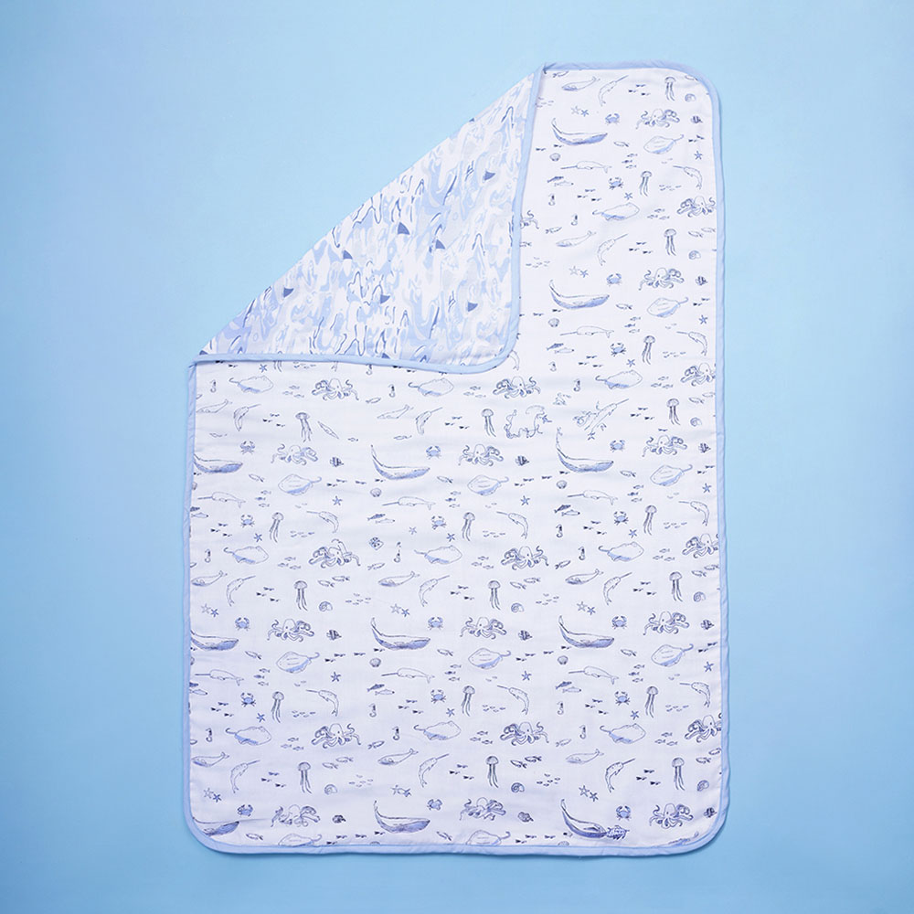 Fancy Fluff - Bamboo Muslin Blanket - Marine