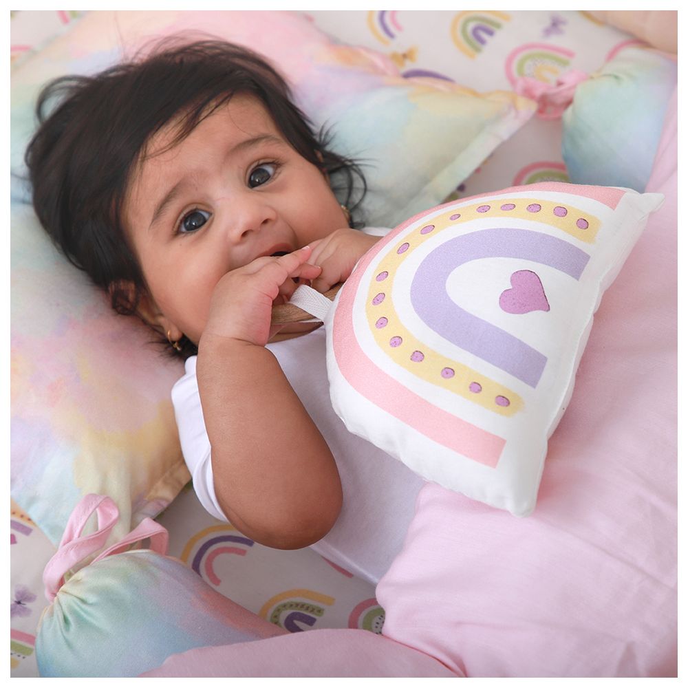 Fancy Fluff - Rainbow Shaped Cushion With Teether