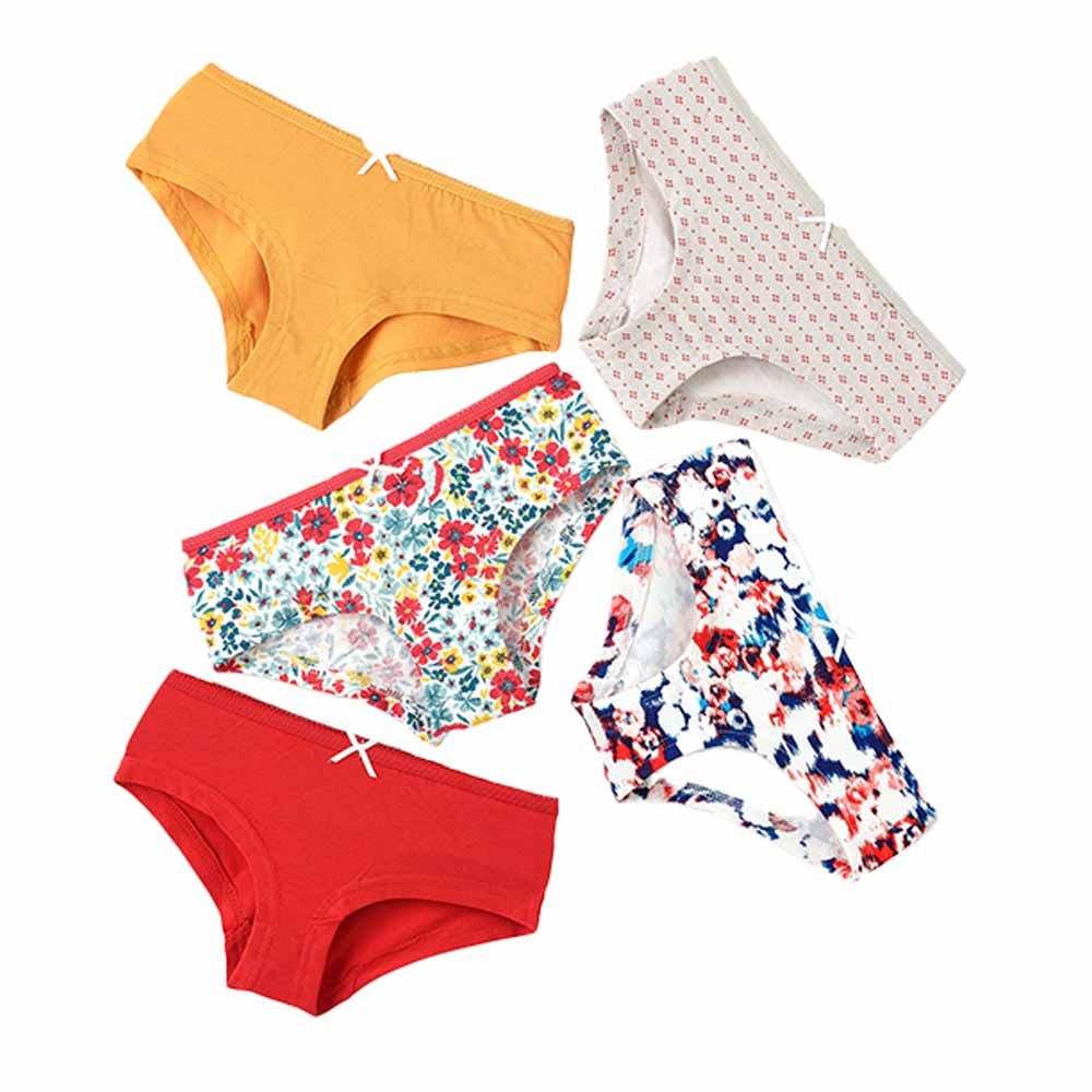 Jelliene Girl's Soft Cotton Briefs Red/Yellow - 5 Pcs