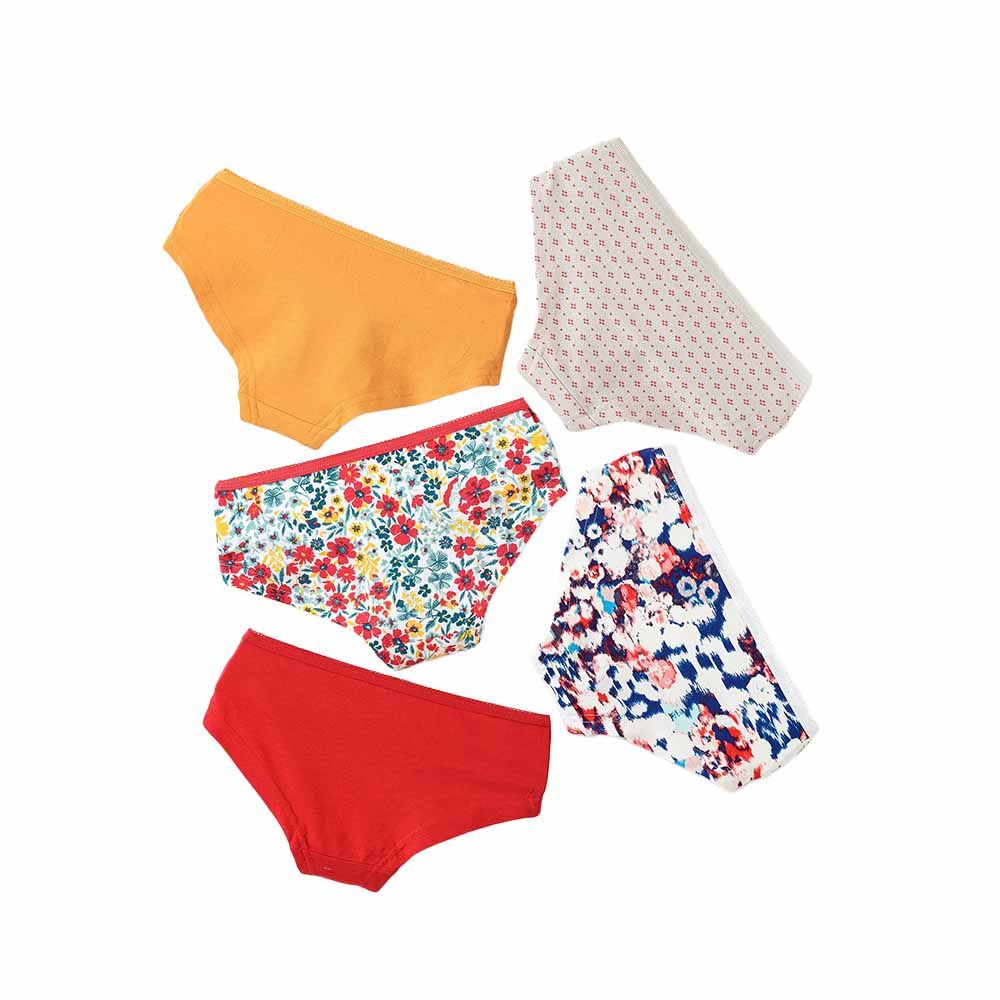 Jelliene Girl's Soft Cotton Briefs Red/Yellow - 5 Pcs