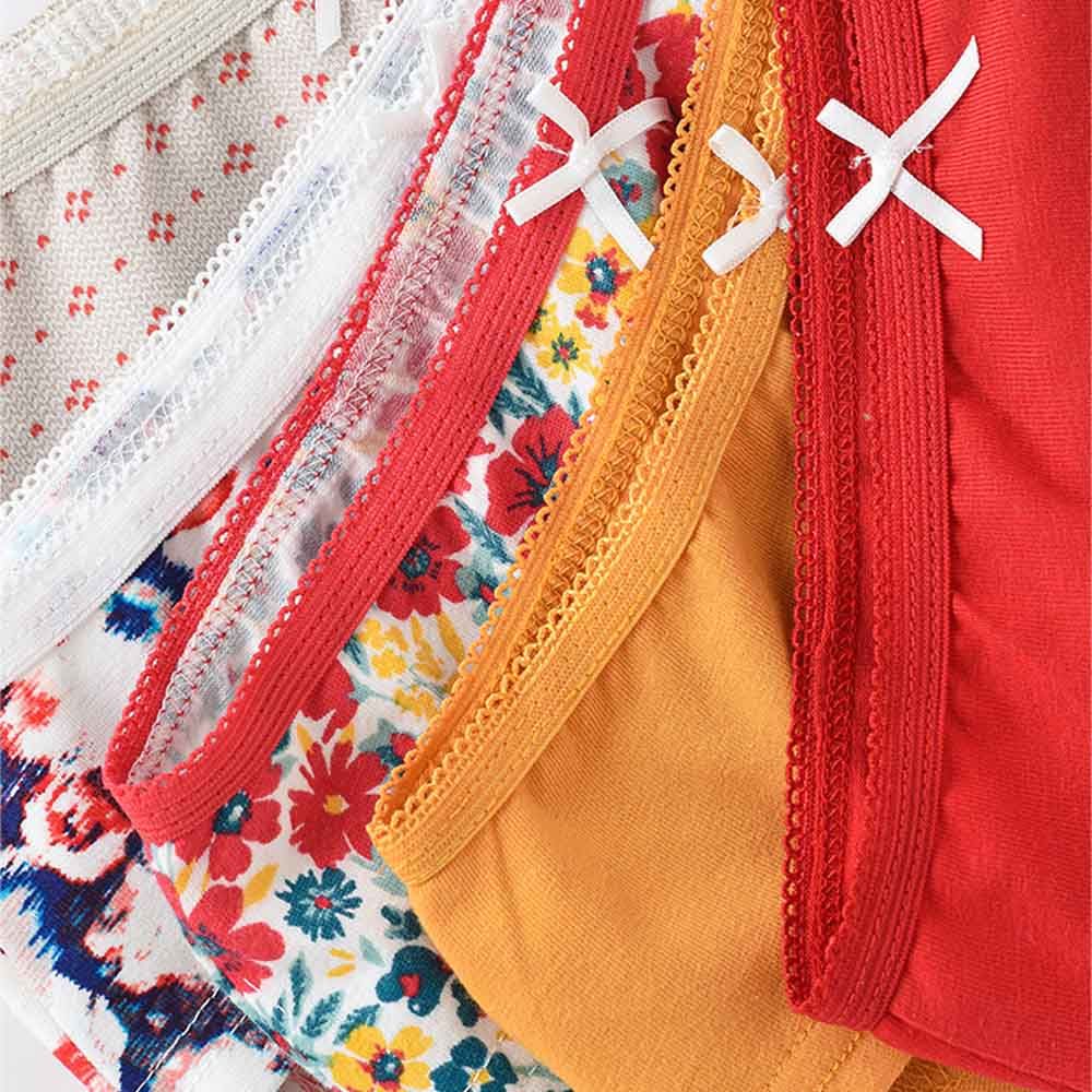Jelliene Girl's Soft Cotton Briefs Red/Yellow - 5 Pcs