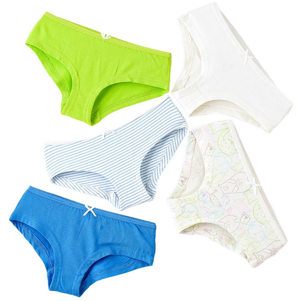 Jelliene Girl's Soft Cotton Briefs - Multicolor - 5 Pcs