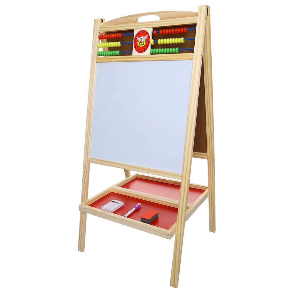 Factory Price - 2 Sided Wooden Easel Board with Accessories & Abacus