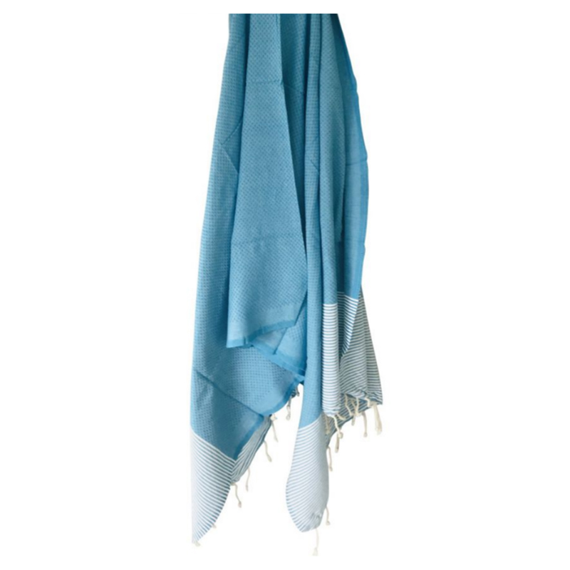Hammam Corner - 100% Recycled Cotton Honeycomb Beach Towel - Turquoise