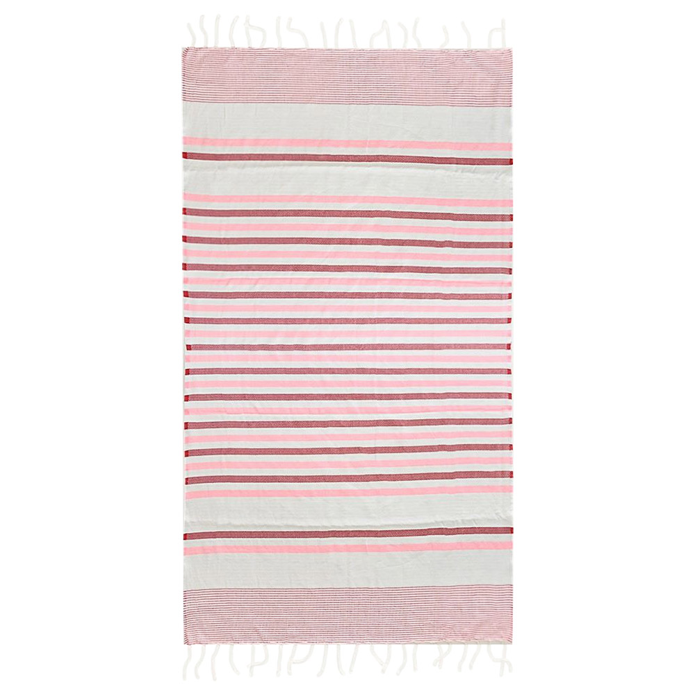 Hammam Corner - 100% Recycled Cotton Lux Beach Towel - Red Pink