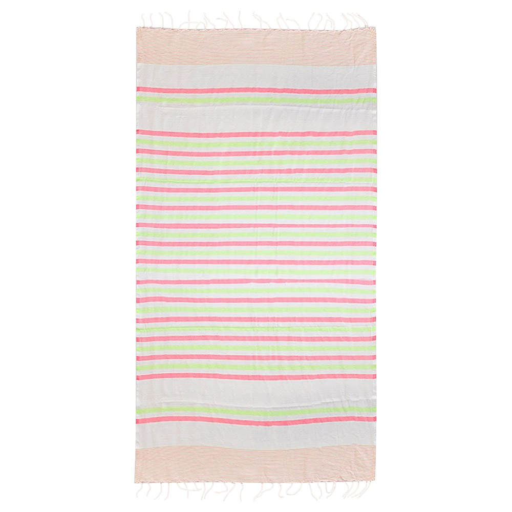 Hammam Corner - 100% Recycled Cotton Lux Beach Towel - Pink Granny
