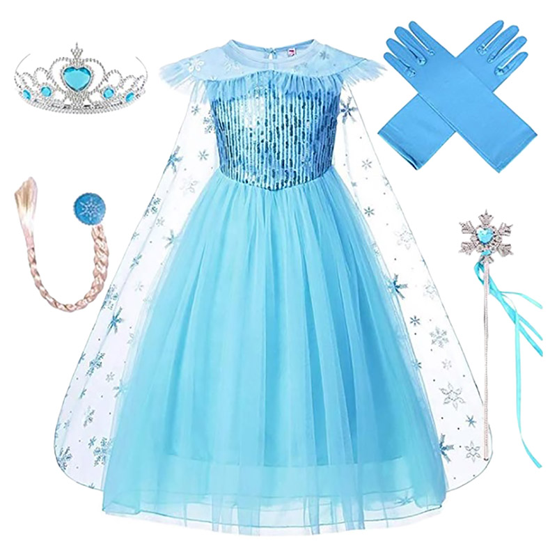 Brain Giggles Princess Elsa Costume for Girls - Blue