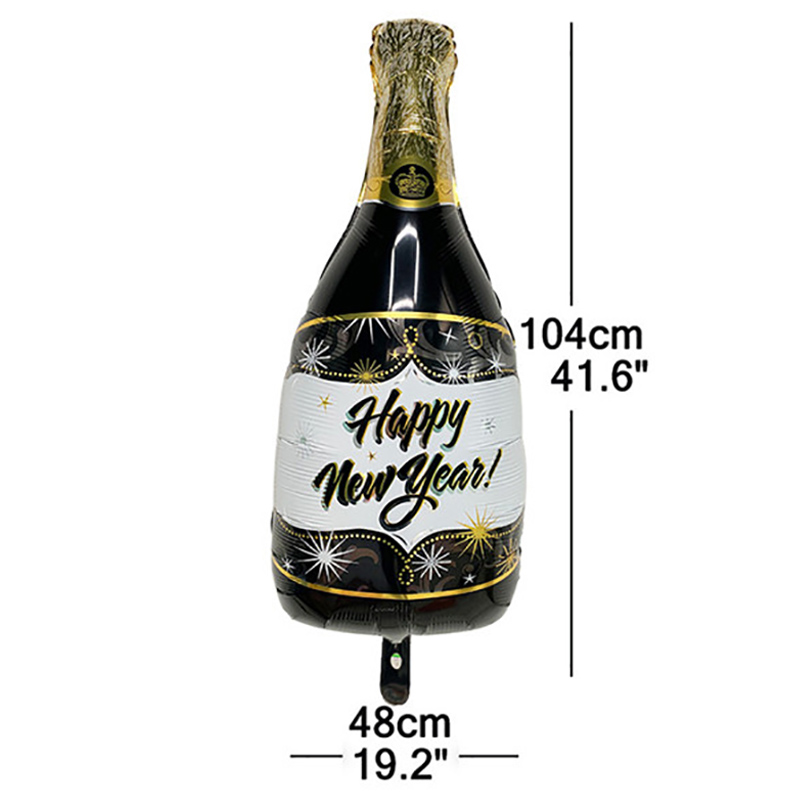 Party Propz - New Year Foil Balloon - Pack of 5 - Black/Gold