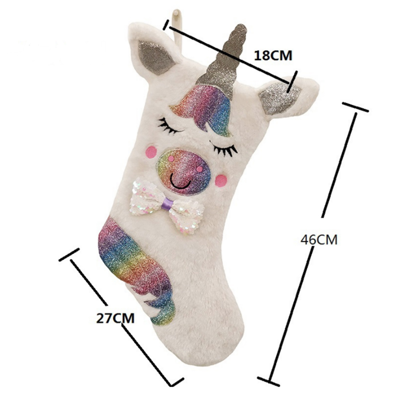 Party Propz - LED Christmas Stockings for Girls - Unicorn - White