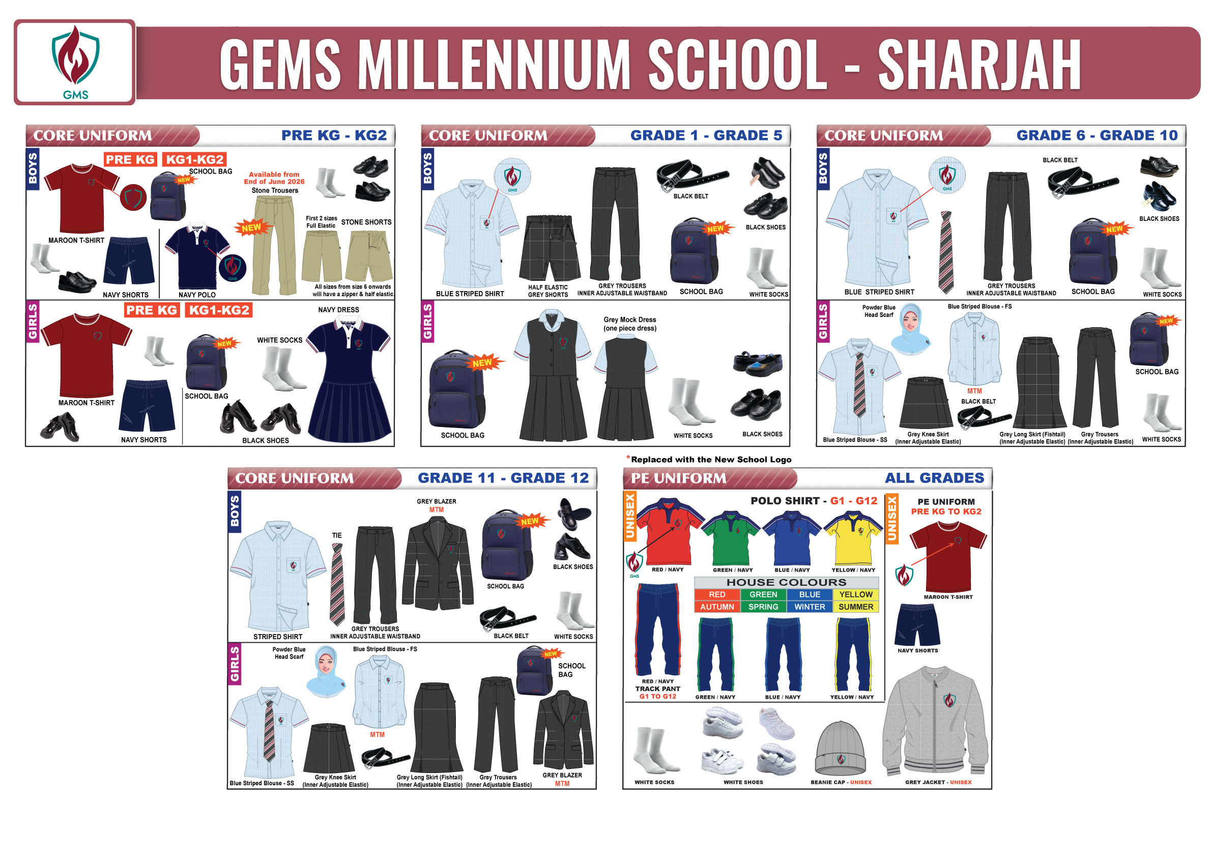 Assorted Track Pants - Navy / Red - GEMS Millennium School - Sharjah