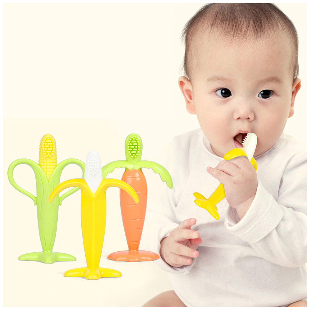 Goodway - Baby Teething Toothbrush Soft Silicone Teether Toy - Corn