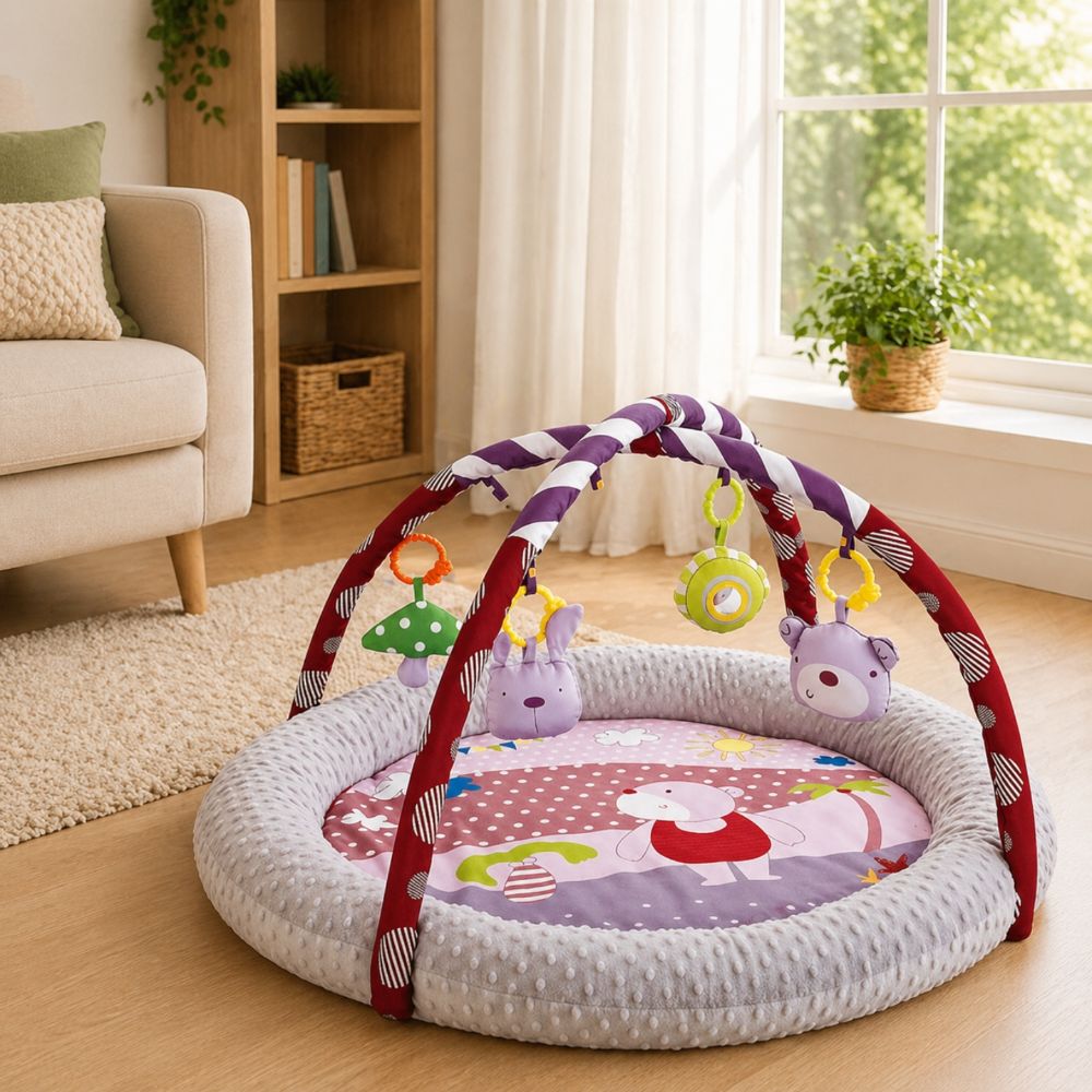 Little Angel Baby Play Mat With Hanging Toys - Purple Theme