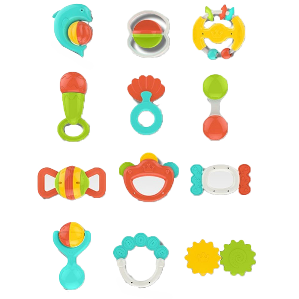 Huanger - Baby Rattles & Teether Sensory Set 12pcs - Multicolor