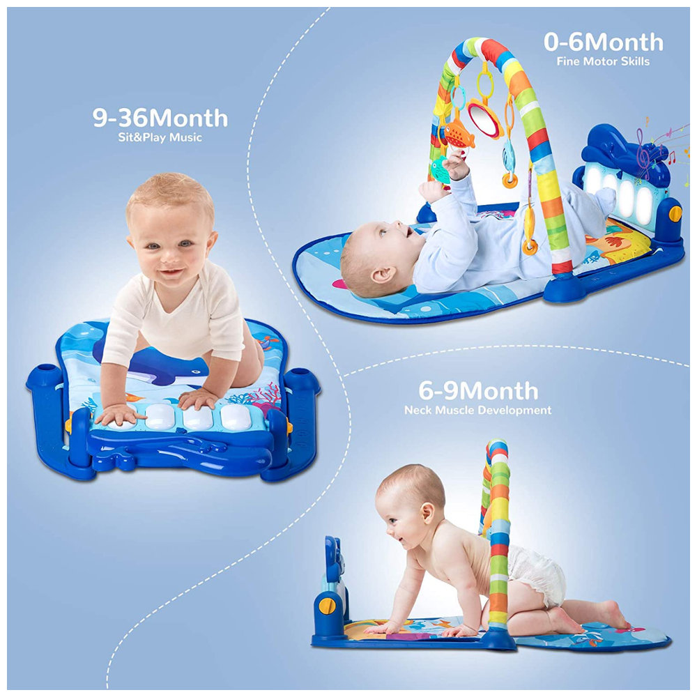 Huanger - Baby Piano Fitness Gym with Playing Toys - Blue