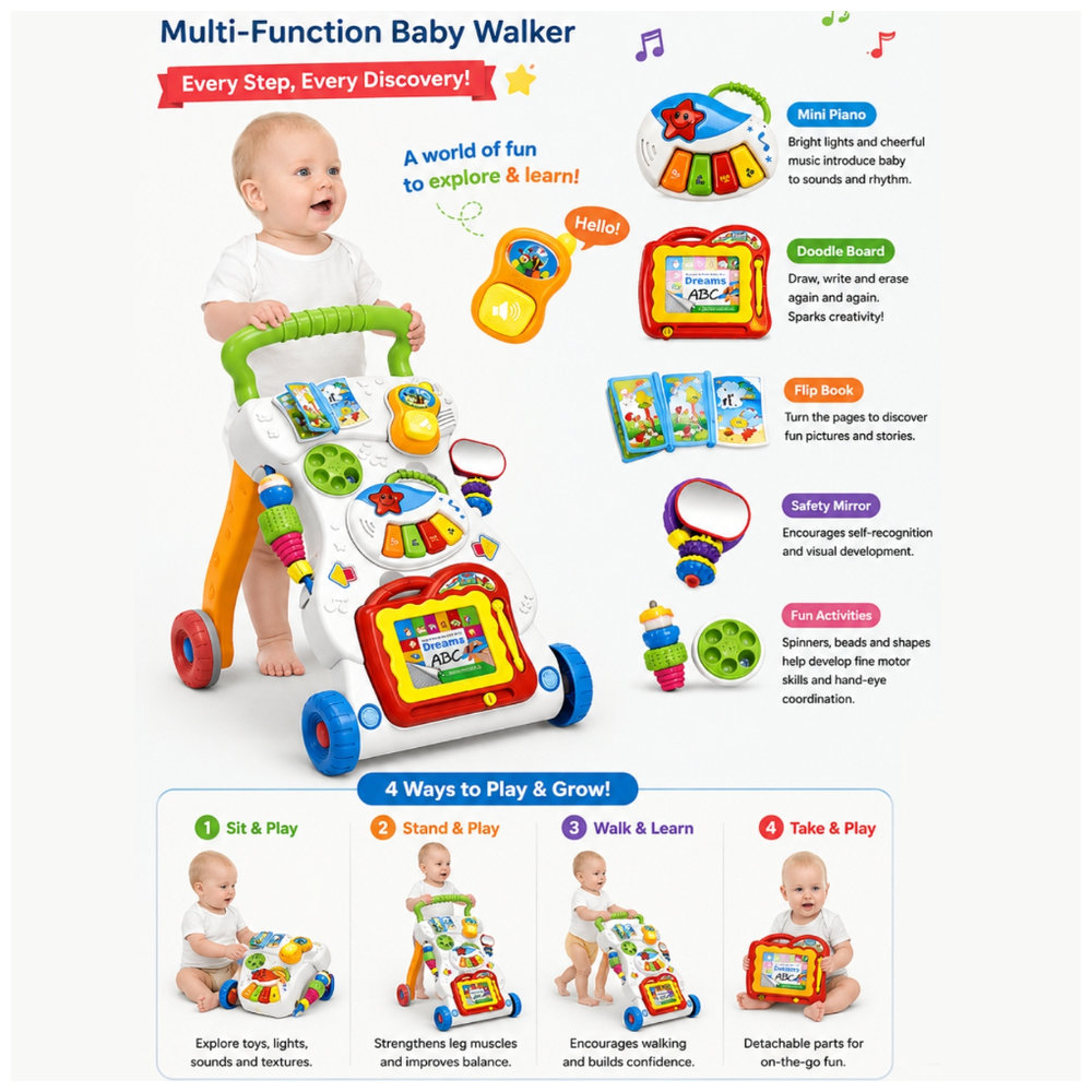 Huanger - Baby Walker Push Activity Learning Toy - White