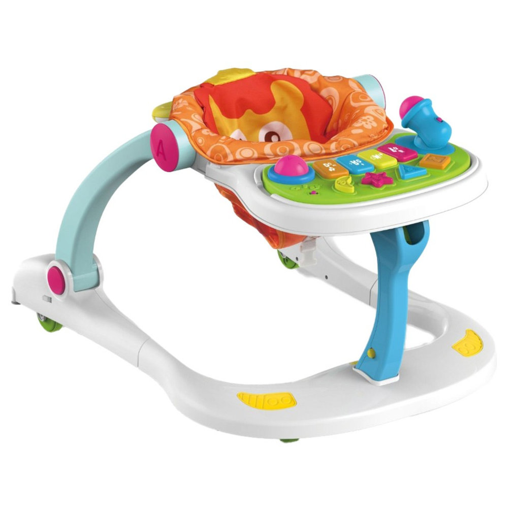 Huanger - Baby Walker with Seat & Activity Tray Musical Toy - Multicolor