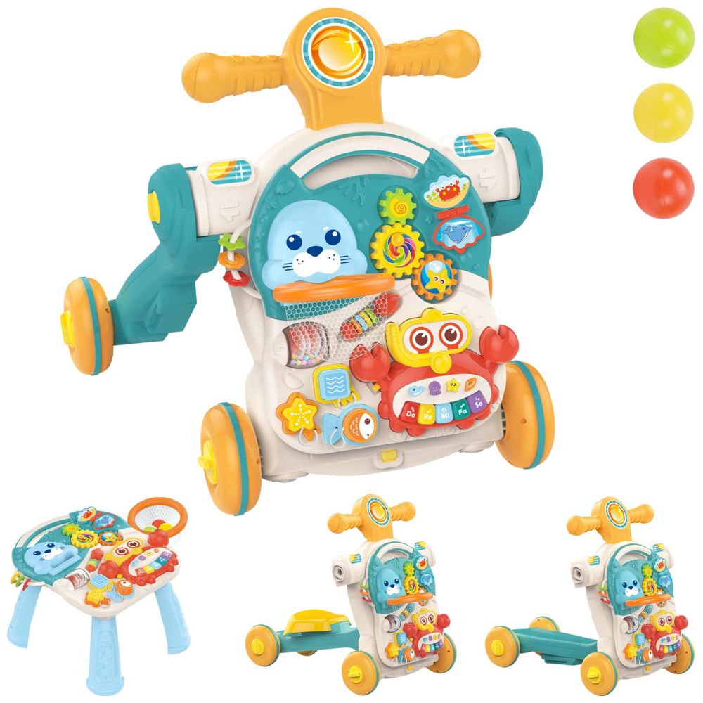 Huanger -Baby Activity Walker Sit-To-Stand Educational-Blue