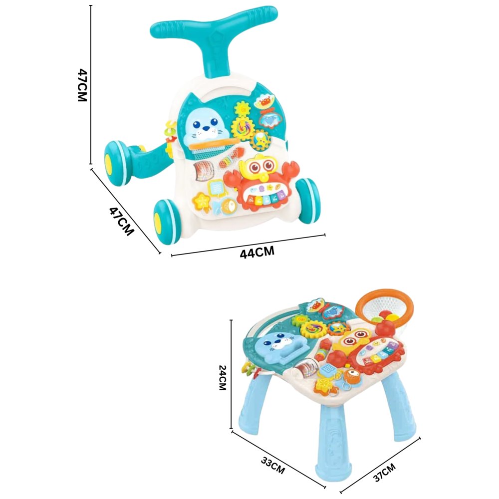 Huanger - Baby Push Walker with Learning Panel - Sky Blue
