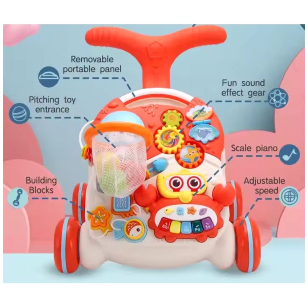 Huanger - Baby Push Walker with Learning Panel - Orange