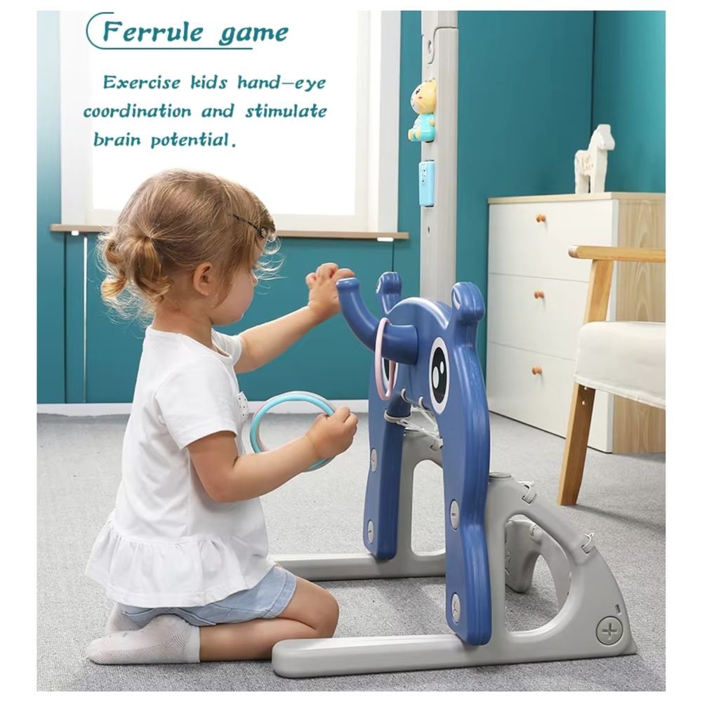 Little Angel - Kids Basketball, Football & Ring 3-in-1 Multi-Game Center - Blue