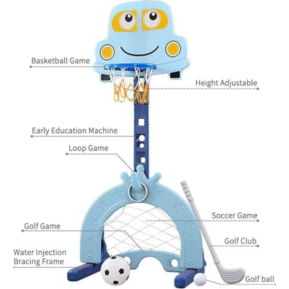 Little Angel Kids Basketball,Football,And Golf Playset-Blue