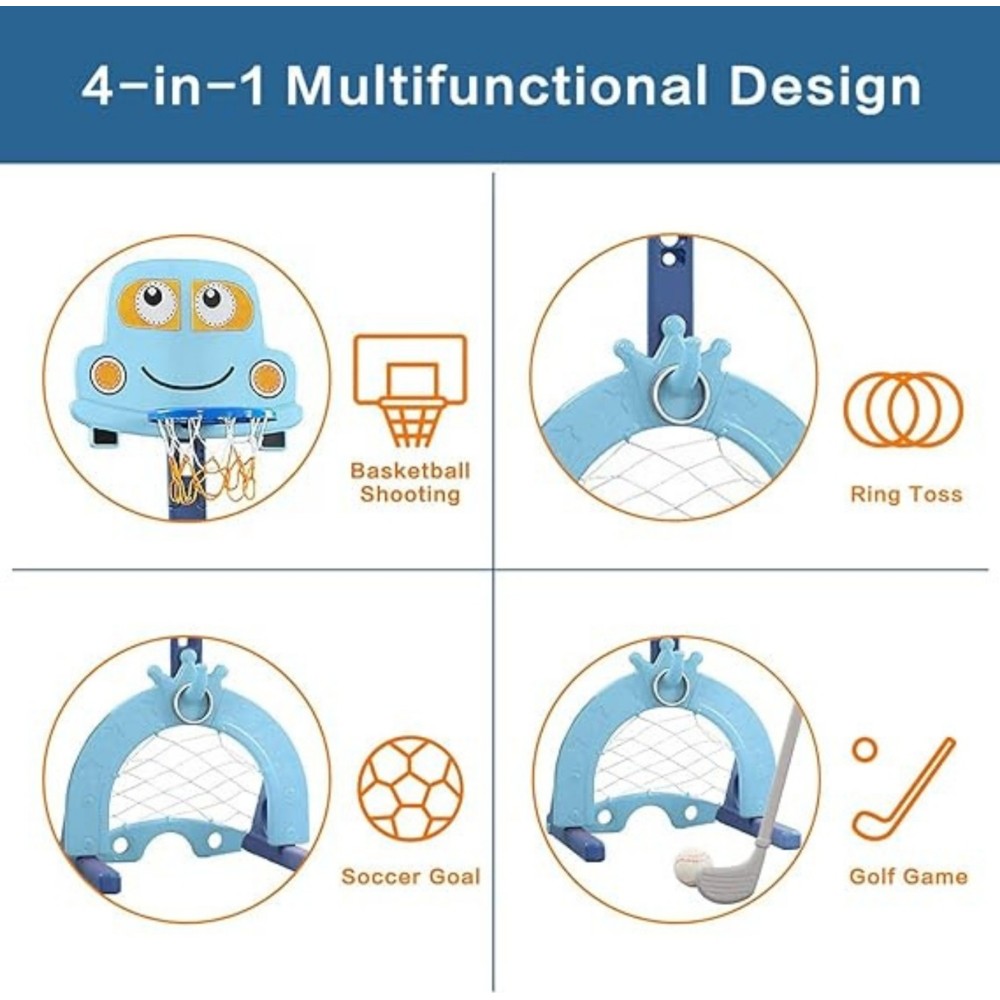 Little Angel Kids Basketball,Football,And Golf Playset-Blue