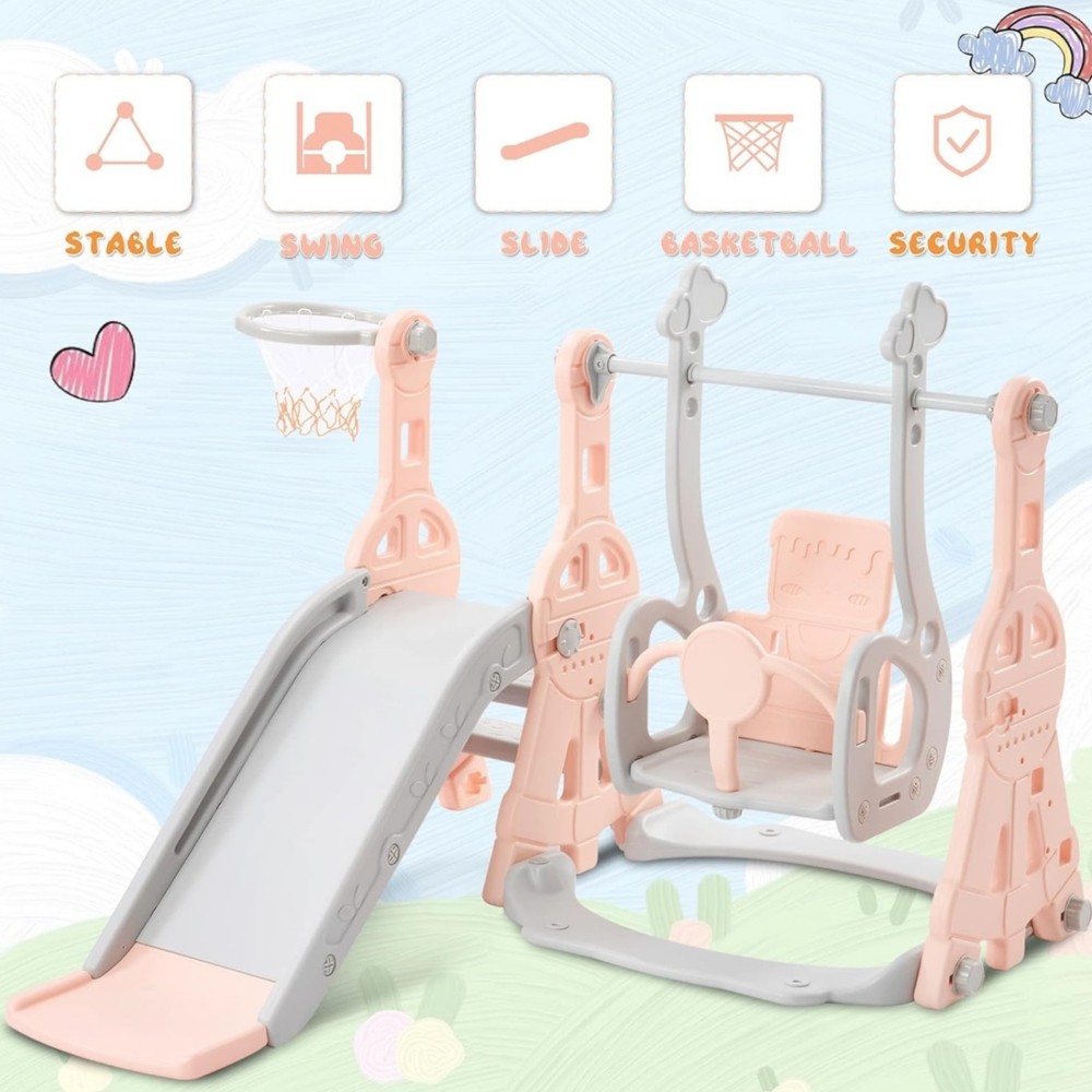 Little Angel Kids Toys Slide & Swing - Pink_3y