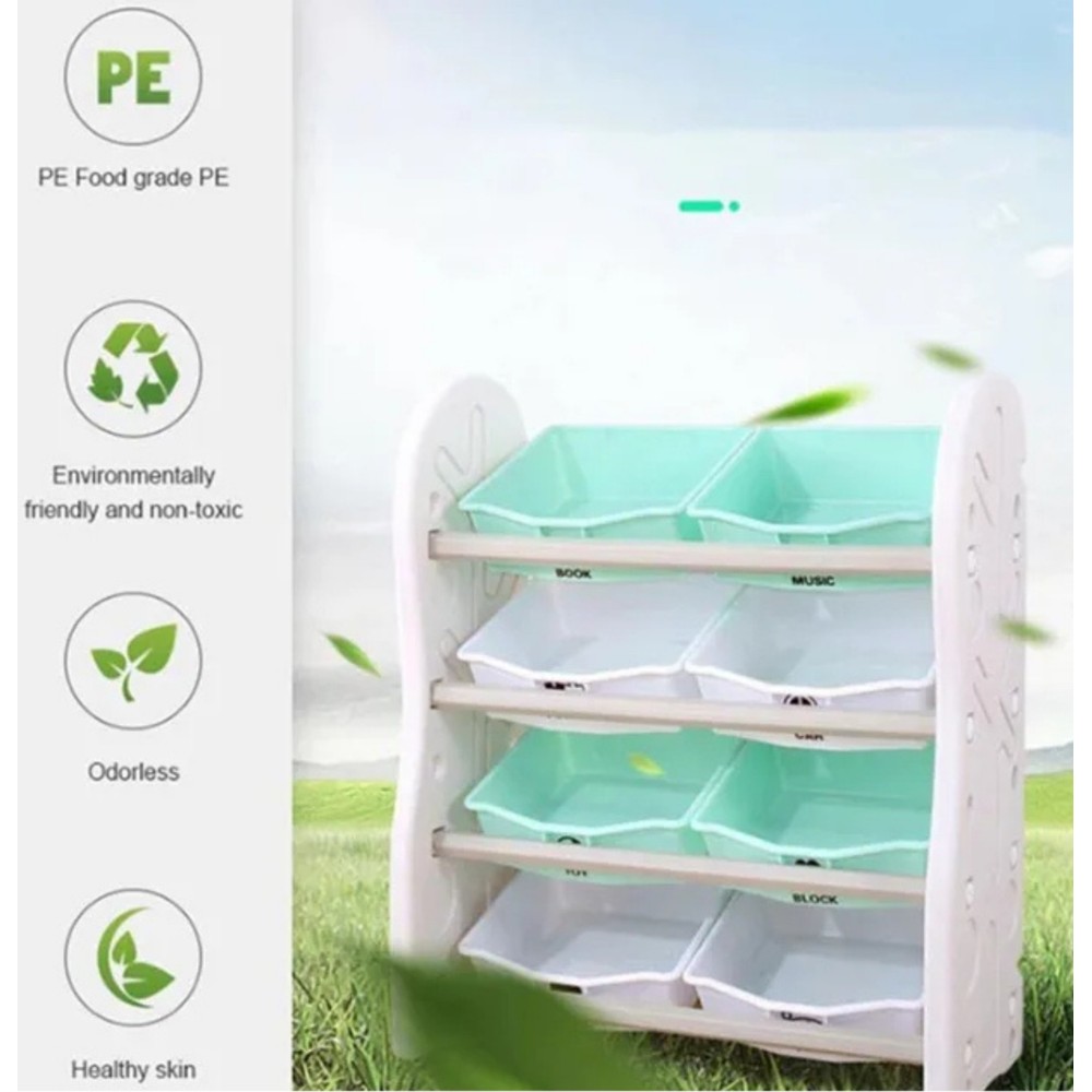 Little Angel Toy Storage Organizer With Bins For Kids Room-Green