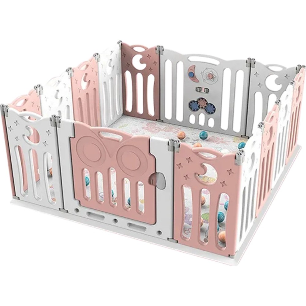 Little Angel Foldable Baby Playpen With Fence For Indoor -Pink