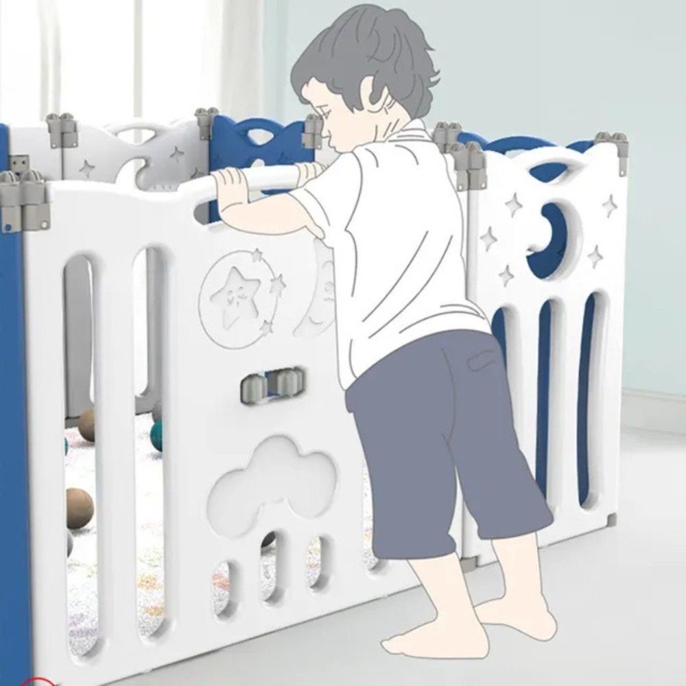 Little Angel Foldable Baby Playpen With Fence For Indoor -Blue