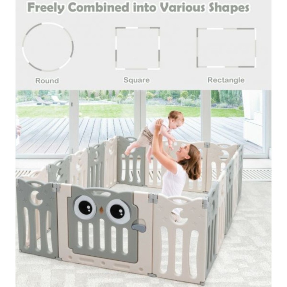Little Angel Foldable Baby Playpen With Fence For Indoor -Grey