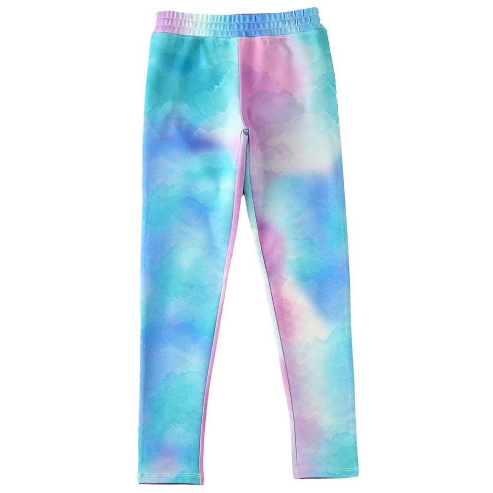 Jelliene Girl's Knit with Tie-Dye Print Leggings - Purple/Blue
