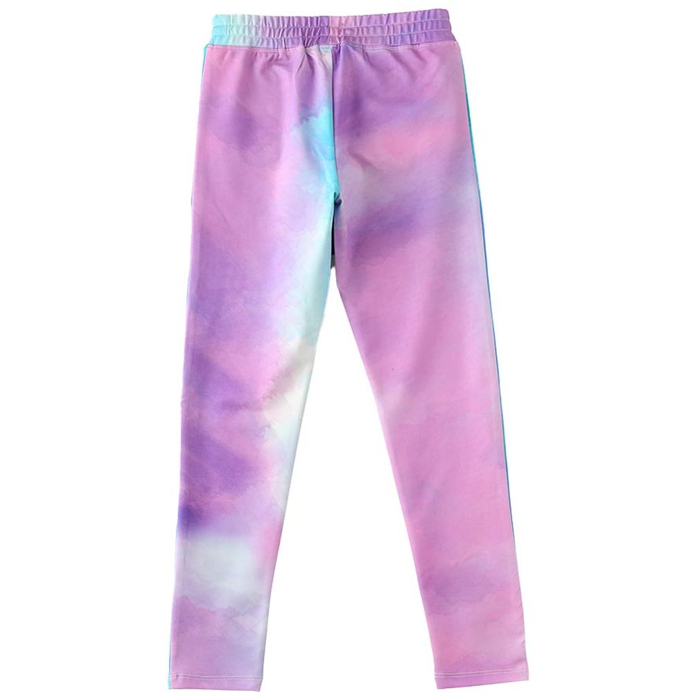 Jelliene Girl's Knit with Tie-Dye Print Leggings - Purple/Blue