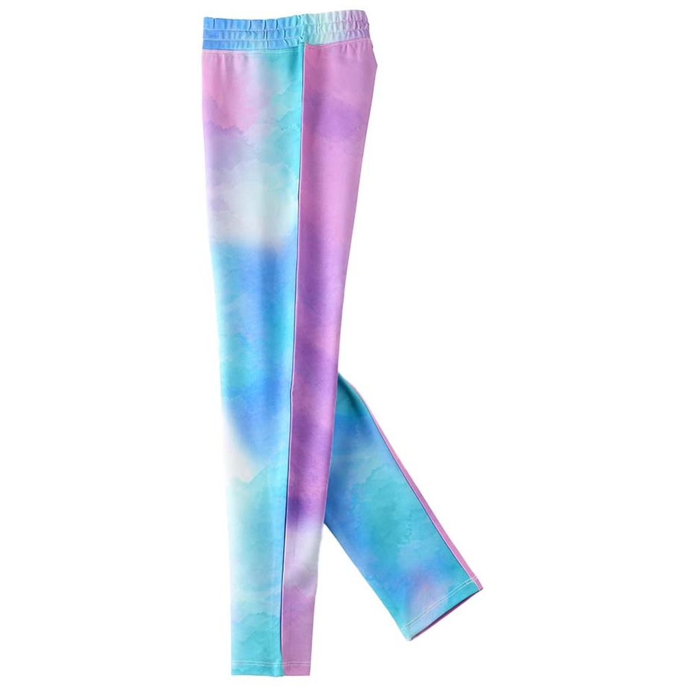 Jelliene Girl's Knit with Tie-Dye Print Leggings - Purple/Blue