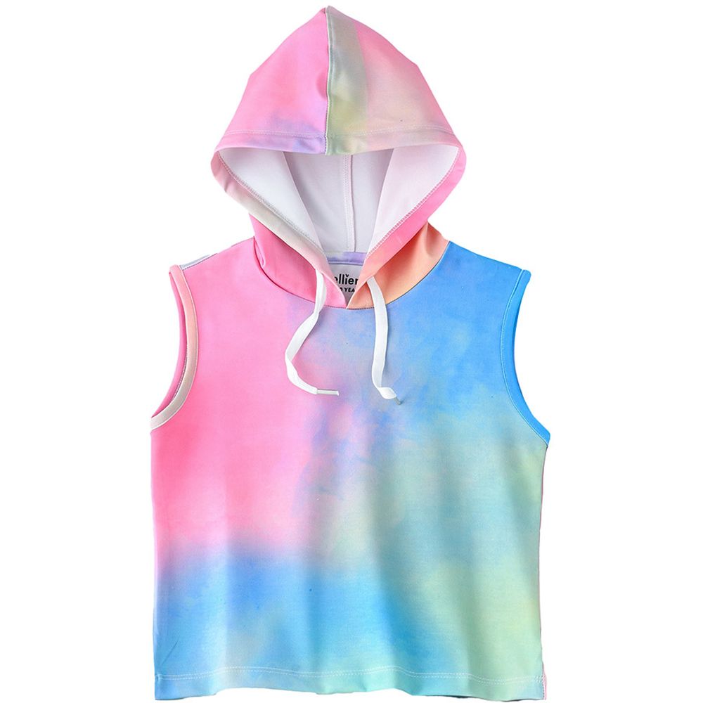 Jelliene Girl's Tie-Dye Sleeveless Multicolored Hoodie