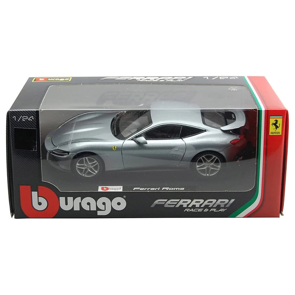 Bburago - 1/24 Ferrari Race And Play Ferrari Roma Diecast Toy Car - Grey